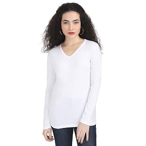 Ideation Womens Cotton Plain V Neck Full