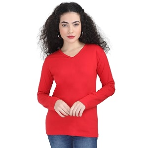 Ideation Womens Cotton Plain V Neck Full