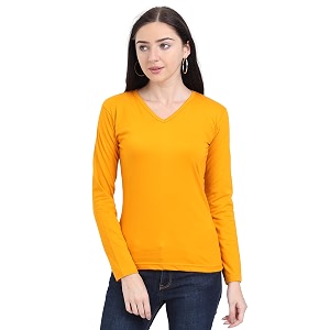 Ideation Womens Cotton Plain V Neck Full