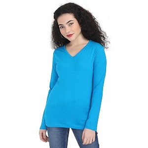 Ideation Womens Cotton Plain V Neck Full