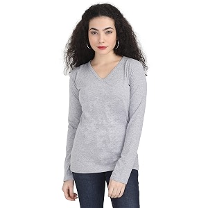 Ideation Womens Cotton Plain V Neck Full