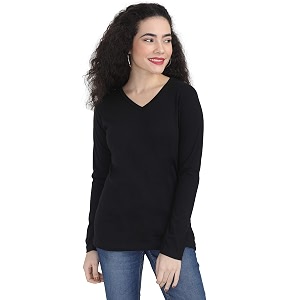 Ideation Womens Cotton Plain V Neck Full