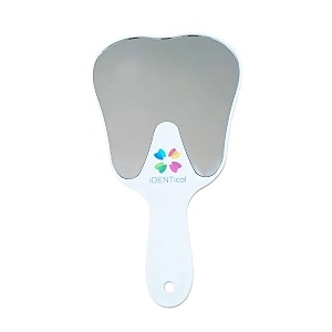 identical tooth shape hand mirror  dental patient handheld mirror  fun design  durable amp easy clean white