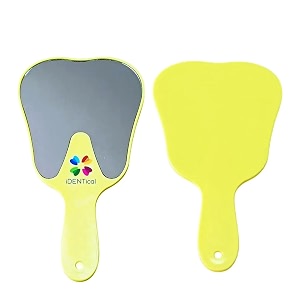 identical tooth shape hand mirror  dental patient handheld mirror  fun design  durable amp easy clean yellow