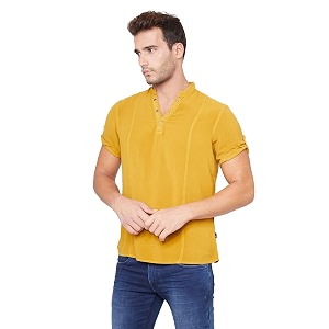 identiti men39s cotton solid full sleeve slim fit shirt with mandarin collar