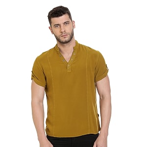 identiti men39s cotton solid full sleeve slim fit shirt with mandarin collar