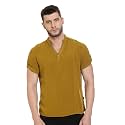 Identiti Men's Cotton Solid Full Sleeve Slim Fit Shirt with Mandarin Collar