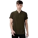 Identiti Men's Cotton Solid Full Sleeve Slim Fit Shirt with Mandarin Collar