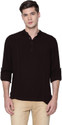 IDENTITI Solid Men Mandarin Collar Maroon T-Shirt