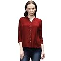 Identiti Women Maroon Three Quarter Sleeves Solid