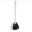 iDesign Una Toilet Plunger with Holder, White, 5.8" x 5.8" x 19.5"
