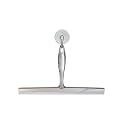 iDesign Zia Metal and Plastic Bathroom Squeegee for Shower, Glass Doors, Floors, Mirrors, with Suction Hook Holder , 12 Inches, Clear and Stainless Steel