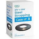 IDL Packaging 3/4" x .020" x 200' Steel Strapping Coil, 1700 lbs Break Strength in Self-Dispensed Сardboard Box - Portable Strong Banding with Superior Cut-Resistance (Pack of 3)