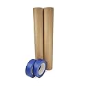 IDL Packaging Masking Paper Set: 18" x 60 Yards Brown Masking Paper (2 Rolls) + 1.41" x 60 Yards Blue Painter’s Tape (2 Rolls) - Masking Kit for Painting and Home Improvements - Surface Protection