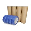 IDL Packaging Masking Paper and Tape Set - 9" x 60 Yards Brown Masking Paper (4 Rolls) and 1.41" x 60 Yards Blue Painter’s Tape (4 Rolls) - Masking Kit for Painting and Home Improvements