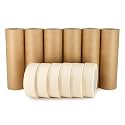 IDL Packaging Masking Paper and Tape Set - 9" x 60 Yards Brown Masking Paper (6 Rolls) and 1.41" x 60 Yards White Tape (6 Rolls) - Masking Kit for Painting Projects - Surface Protection
