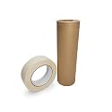 IDL Packaging Masking Paper and Tape Set - 9" x 60 Yards Brown Masking Paper (1 Roll) and 1.41" x 60 Yards White Tape (1 Roll) - Masking Kit for Painting Projects - Surface Protection