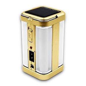 idoleshop 4 tubes 360 degree electric lantern with solar and rechargeable emergency light golden