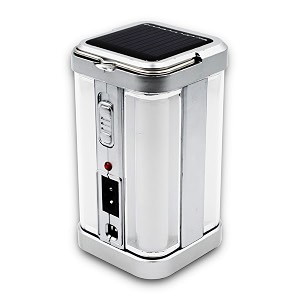 idoleshop 4 tubes 360 degree electric lantern with solar and rechargeable emergency light silver
