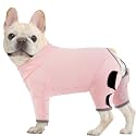 IDOMIK Dog Surgery Recovery Suit for Front Leg Wounds&Joint Pain, Soft Dog Leg Sleeve to Stop Licking, Stretchy Surgical Suit for Spay Neuter, Pet Onesie Alternative to Cone,Pink,XS