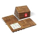 IDZO Interlocking Acacia Deck Tiles 9.6 SQFT, 10PCS, Golden, Checker