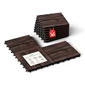 IDZO Interlocking Acacia Deck Tiles 9.6 SQFT, 10PCS, Dark Brown, Stripe