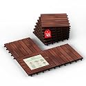 IDZO Interlocking Acacia Deck Tiles 9.6 SQFT, 10PCS, Red Brown, Stripe