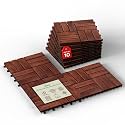 IDZO Interlocking Acacia Deck Tiles 9.6 SQFT, 10PCS, Red Brown, Checker