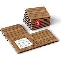 IDZO Interlocking Acacia Deck Tiles 9.6 SQFT, 10PCS, Golden, Stripe