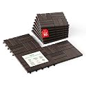 IDZO Interlocking Acacia Deck Tiles 9.6 SQFT,10PCS, Dark Brown, Checker