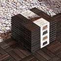 IDZO Interlocking Deck Tiles - 10PCS Waterproof Acacia Wood Patio Tiles, Flooring Tiles for Both Indoor and Outdoor - Decking Checker Pattern, 12 x 12 x 0.9 Inches, Dark Brown