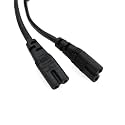 IEC320 C8 to 2X C7 Y Splitter AC Power Cord,IEC Figure 8 Male to 2 Female Power Splitter Cable,1 in 2 Out AC Power Cord,for LCD Monitors Speakers (2pack,C8-2x C7,Straight, 11.81in/30cm)