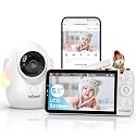 ieGeek 5.5" Baby Monitor,Audio Monitor with 2.5K Ultra HD 2.4G&amp;5Ghz WiFi Camera,Night Light,Face Covering&amp;Cry Detection,Two-Way Talk,Night Vision,Temp&amp;Humidity Sensor,4000mAh Battery,App Control