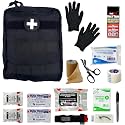 IFAK (Individual First Aid Kit) Trauma Kit with CAT Tourniquet — Medical Pouch for Tactical, Outdoor, Hiking, Military — Backpacking Emergency Medical Kit for Bleeding Control (Black)