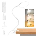 iFalarila Reading Light with Remote, LED Desk Lamp Clip on [1H Timer & Nightlight] RA>95 Dimmable Flexible Gooseneck, Reading Lamp with Clamp for Table - 4.7'' (Adapter Included)
