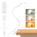 iFalarila Reading Light with Remote, LED Desk Lamp Clip on [1H Timer & Nightlight] RA>95 Dimmable Flexible Gooseneck, Reading Lamp with Clamp for Table - 3.5'' (Adapter Included)