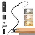 iFalarila Reading Light with Remote, LED Desk Lamp Clip on [1H Timer & Nightlight] RA>95 Dimmable Flexible Gooseneck, Reading Lamp with Clamp for Table - 4.7'' (Adapter Included)