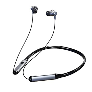 ifast bluetooth 53 wireless neckband earphone  hi fi stereo sound  up to 30 hours music playtime water and sweat proof enc noise cancellation  silver black 