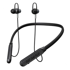 ifast bluetooth 54 wireless neckband earphone  hi fi stereo sound  up to 30 hours music playtime water and sweat proof enc noise cancellation  black 