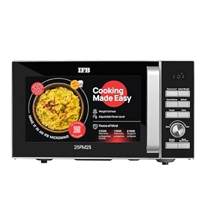 ifb 25l solo microwave oven with 61 auto cook menus 25pm2s silver easy to use jog dial amp buttons mug recipes auto reheat preset timer power save multi-stage cooking