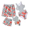 IFFEI Family Matching Mommy and Me Swimsuits Floral Printed Cutout Womens One Piece Bathing Suit Tummy Control Swimwear