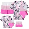 IFFEI Mommy and Me Swimsuits Family Matching Bathing Suits with Cover Up