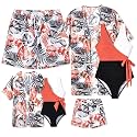 IFFEI Mommy and Me Swimsuits Family Matching Bathing Suits with Cover Up