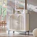 IFGET 34" Tall Modern Arched Sideboard Buffet Cabinet with Storage, Cream