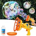 IFLOVE Dinosaur Bubble Gun for Kids 3-8, Bubble Machine Blower Toy (Yellow)