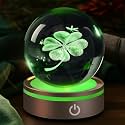 IFOLAINA Crystal Ball Lamp, 3D Four Leaf Clover K9 Decorative Night Light, Clear, 3.15 inches, Rechargeable USB, Ideal Gift for Her Birthday, Wedding, Anniversary