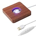IFOLAINA LED Wood Light Base for Crystal Glass Art Crystal Sphere Holder Wooden Lamp Stand Base Multicolor Changing Square Lighted Base Pedestal for Resin Art Acrylic
