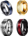 IGA COLLECTION Valentine Special Dragon Colour Base Stainless Steel Finger Ring - Thumb Ring Stainless Steel Titanium Plated Ring