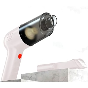 igadg handheld mini size car vacuum cleaner drywet cleaning  strong suction power  dual battery  usb rechargeable  white color 6000pa cordless