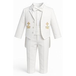 igilrdress babytoddlerboys white baptism christening mandarin collar tail 5 pcs tuxedo with cross embroidery